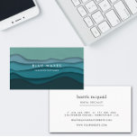 Modern Blue Ocean Waves Coastal Business Card<br><div class="desc">A simple abstract design of several shades of blue waves. This could be used for several businesses associated with the ocean such as vacation rentals,  mountain vacations.</div>