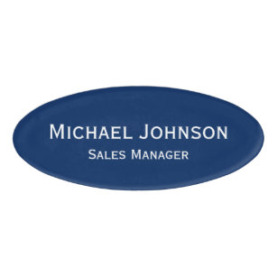Modern Blue Office Business Executive DIY Magnetic Name Tag