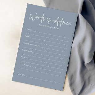 Modern Blue Oh Baby Simple Baby Shower Advice Card