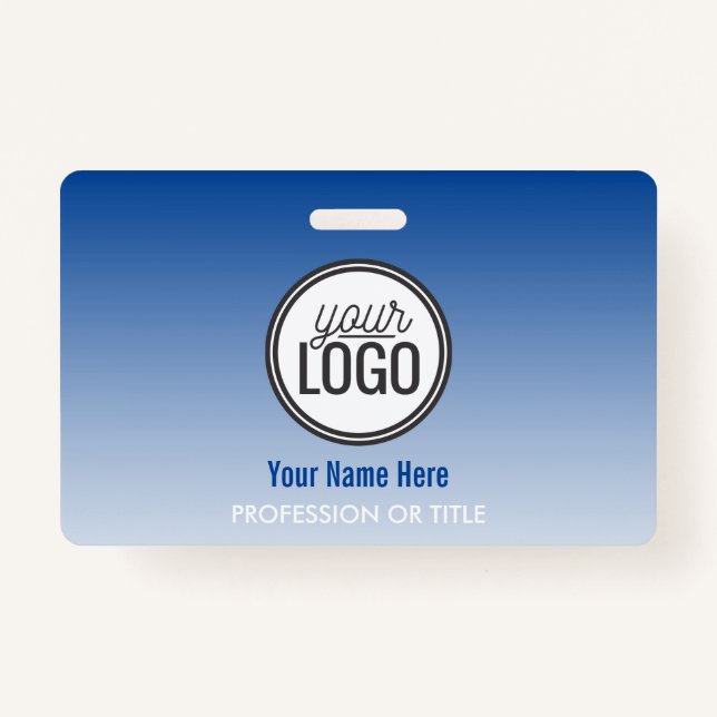Modern Blue Ombre Professional Name Tag ID Badge (Front)