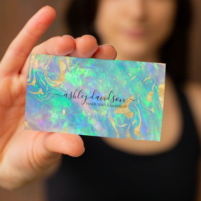 Modern Blue Opal Business Cards (Creator Uploaded)