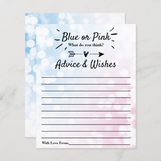 Modern Blue Or Pink? Gender Reveal Party Advice (Front/Back)