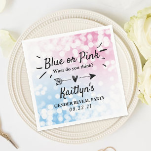 Modern Blue Or Pink? Gender Reveal Party Napkin
