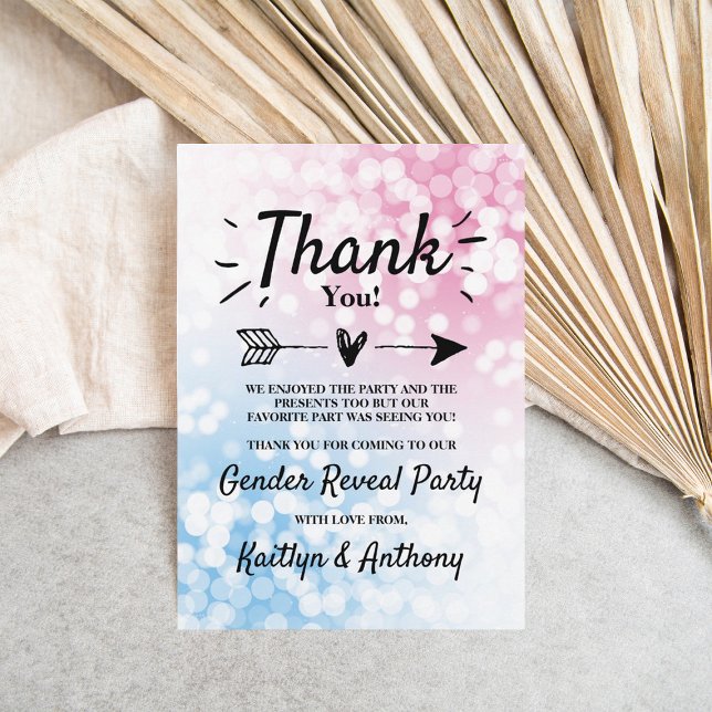 Modern Blue Or Pink? Gender Reveal Party Thank You Card (Creator Uploaded)