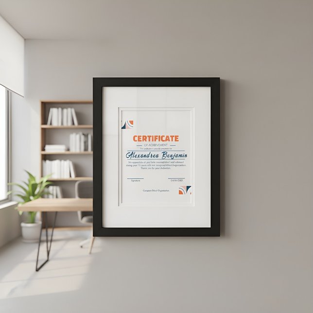 Modern Blue Orange Certificate of Achievement Prof (Creator Uploaded)