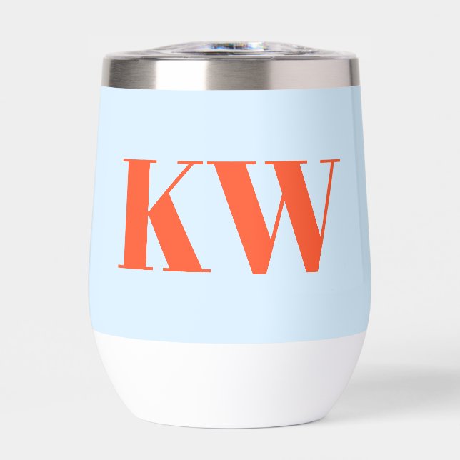 Modern Blue Orange Monogram Initials Personalised (Front)