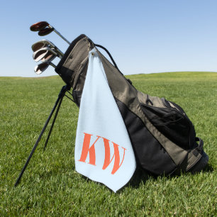 Modern Blue Orange Monogram Initials Personalised Golf Towel