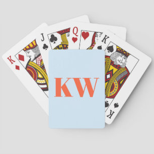 Modern Blue Orange Monogram Initials Personalised Playing Cards