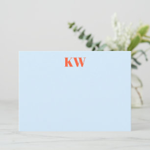 Modern Blue Orange Monogram Initials Personalised Thank You Card