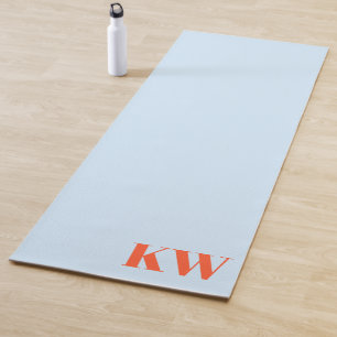 Modern Blue Orange Monogram Initials Personalised Yoga Mat