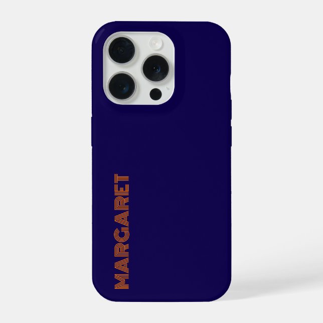 Modern blue &orange personalised name Phone Case (Back)