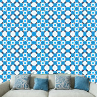 Modern Blue Orange White Abstract Geometric
