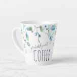 Modern Blue Orchid Watercolor Floral Latte Mug<br><div class="desc">Add tropical island style to your home or custom wine lovers gifts. Elegant floral mug is designed using my original hand painted watercolor orchid in shades of blue, green and yellow. The words "Probably Not Coffee" are set in hand lettered script typography. Watercolor Artwork by artist Victoria Rigali. To see...</div>