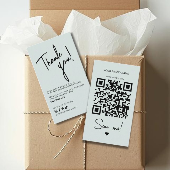 Modern blue order thank you QR code Business Card (Creator Uploaded)