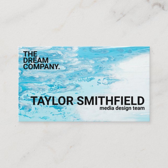Modern Blue Paint Splatter Trendy Business Card (Front)