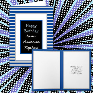 Modern Blue  Personalised Happy Birthday Nephew   Card