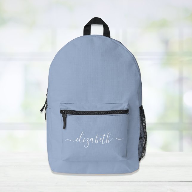 Modern Blue Personalised Script Printed Backpack (Creator Uploaded)