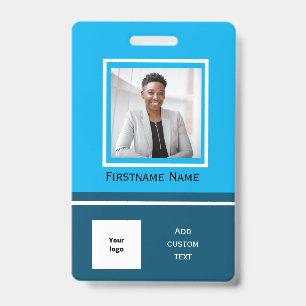 Modern blue photo employee  badge ID employee card