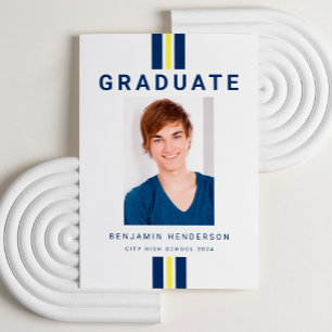 Modern Blue Photo Graduation Announcement