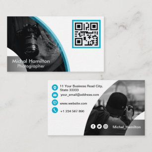 Modern Blue Photographer Business Card