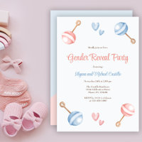 Modern Blue Pink Baby Toys Gender Reveal Party