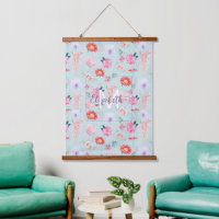 Modern Blue Pink Garden Floral