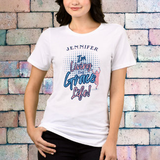 Modern Blue Pink Grace Life Women's Personalise Tri-Blend Shirt