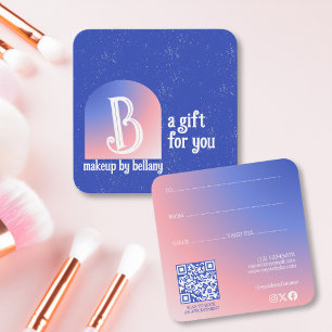 Modern Blue Pink Gradient Monogram Makeup Artist