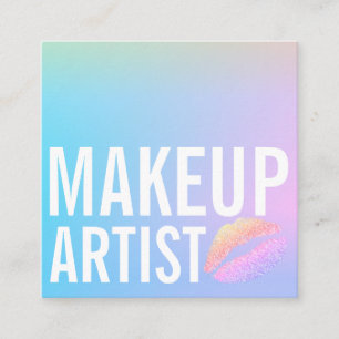 Modern blue pink purple gradient makeup beauty square business card