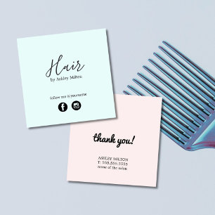 Modern Blue Pink Social Media Follow Me Square Business Card