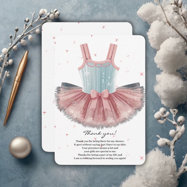 Modern Blue & Pink Tutu Glitter Baby Shower Thank You Card (Creator Uploaded)