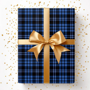 Modern Blue Plaid Pattern Wrapping Paper