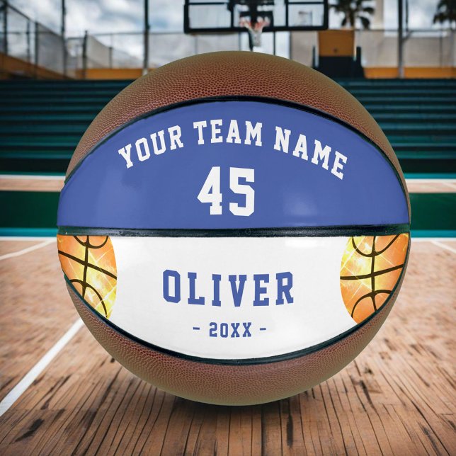 Modern Blue Player Kids Personalised Basketball (Creator Uploaded)