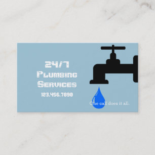 Modern Blue Plumbing Plumber Faucet Water Business Card