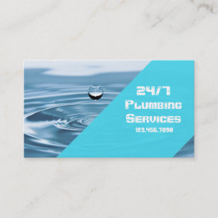 Modern Blue Plumbing Plumber Water Drop Business Card