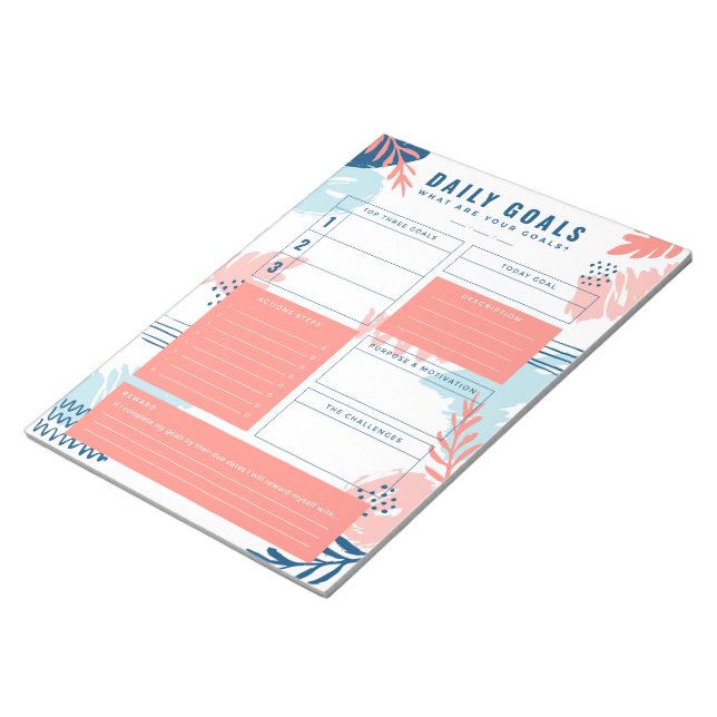 Modern Blue-Powder Daily Goals Planner Notepad (Angled)