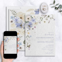 Modern Blue Pressed Dried Wildflowers Wedding