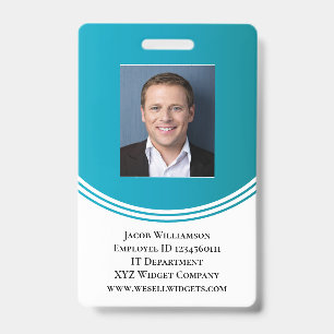 Modern Blue Professional Business Employee Photo ID Badge