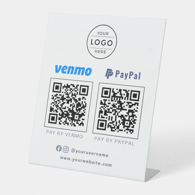 Modern Blue Professional Scan to Pay QR Sign (Front)