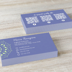 Modern Blue Professional Social Media Custom Business Card