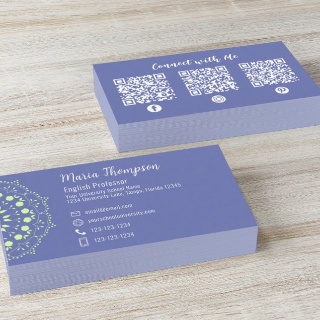 Modern Blue Professional Social Media Custom Business Card (Creator Uploaded)