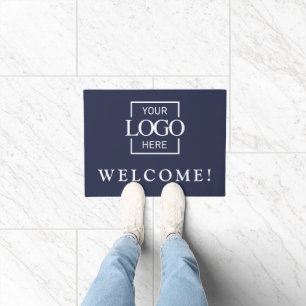 Modern Blue Promotional Business Logo Door Mat