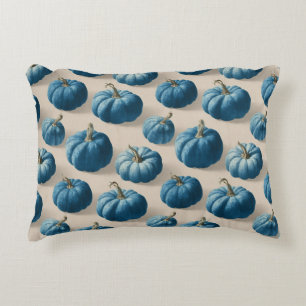 Modern Blue Pumpkin Fall Design Decorative Cushion