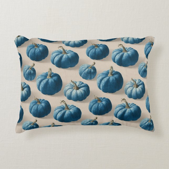 Modern Blue Pumpkin Fall Design Decorative Cushion (Front)