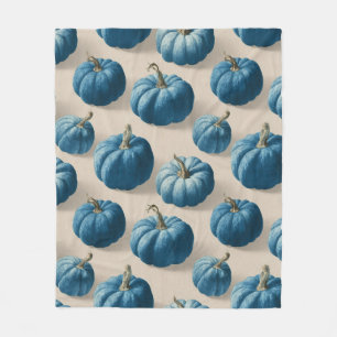 Modern Blue Pumpkin Fall Design Fleece Blanket