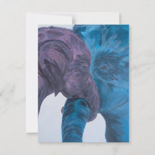 Modern Blue & Purple Elephant Expressionist Card