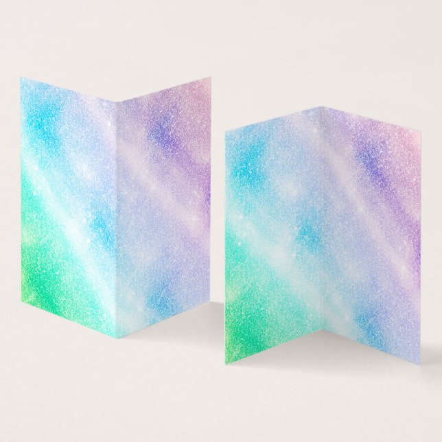 Modern Blue Purple Glitter Ombre Glam Design Business Card (Inside and Outside)