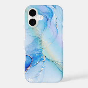 Modern Blue Purple Gold Marble Alcohol Ink