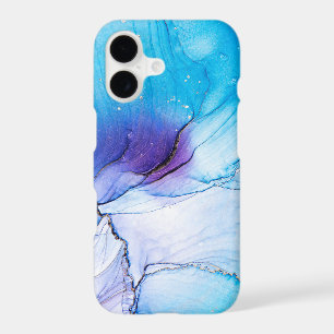 Modern Blue Purple Gold Marble Alcohol Ink
