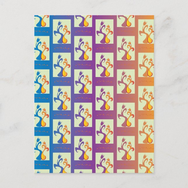 Modern Blue, purple, orange Tulip Couple Floral Postcard (Front)